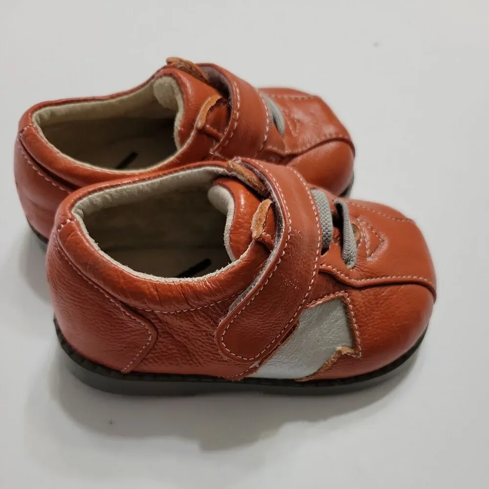 See Kai Run Sneaker Infant Boy 2 Shoe Burnt Orange Gray Adjustable Strap Comfort